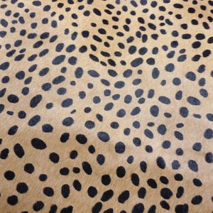 Hair On Leather 12&quot;x12&quot; Camel Tan wild CHEETAH with Black Spotted HOH Fur Cowhide 4oz / 1.6 mm PeggySueAlso® E2849-07 Hides Available