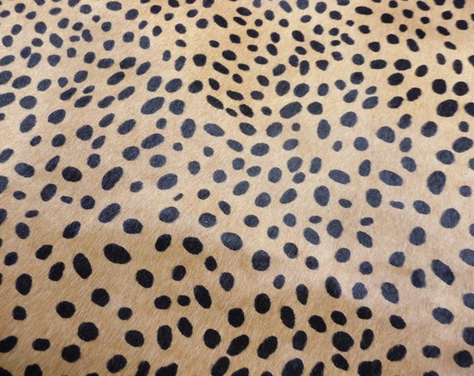 Hair On Leather 12"x20", 10"x24" ...Camel Tan wild CHEETAH with Black Spotted HOH Cowhide 4oz /1.6 mm PeggySueAlso E2849-07 hides available