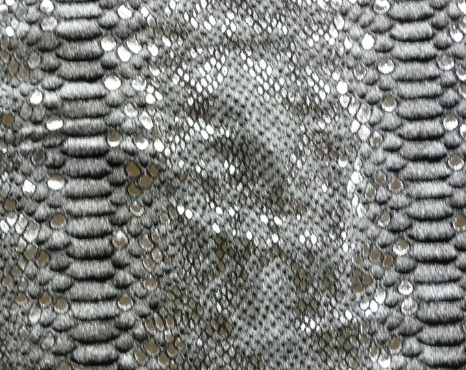 Mystic Python 12"x12" SILVER Metallic and BLACK glimmery Cowhide Leather 2.5-3 oz / 1-1.2 mm PeggySueAlso E2868-01 hides available