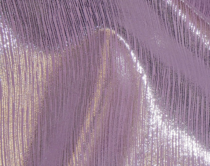 Rainy Day 5"x11" SILVER Metallic Stripes  on LILAC SUEDE Cowhide3.25-3.5oz/1.3-1.4mm  PeggySueAlso  E1030-22 hides Available