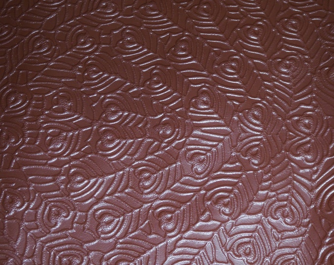 Leather 12"x12" PEACOCK FEATHERS Brandy Chocolate Brown  Print Soft Grain (Now on Cowhide) 3 oz / 1.2 mm PeggySueAlso E6765-01