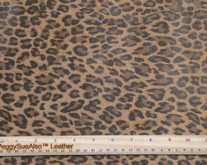 SUEDE 5"x11" MUSTARD BROWN Mini Cheetah / Leopard Print on Suede Leather Cowhide 2.5-3oz/1-1.2 mm PeggySueAlso E6730-04