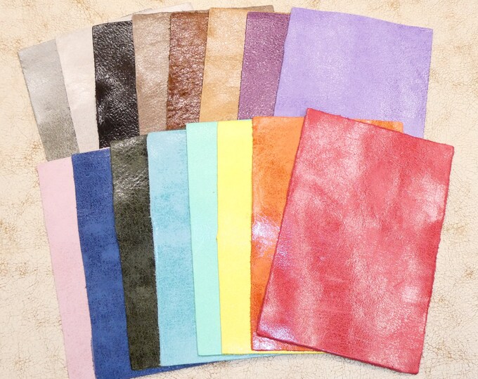 GLAZED NUBUCK 16 pieces 4"x6" SOFT fringing or feathering Cowhide Leather 2-2.5oz / 0.8-1 mm PeggySueAlso® E2943  hides available