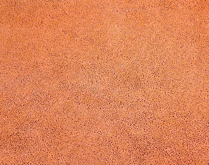 NeW Dye Lot SPARKLE 12"x12" ORANGE on PEACH Grain Cowhide Leather 3-3.25 oz / 1.2-1.3 mm PeggySueAlso® E7500-07