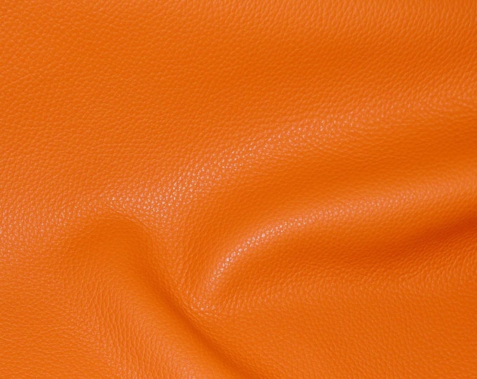 Imperial 12"x12" Pumpkin BRIGHT ORANGE Finished Pebble Grain Thick yet soft Italian Cowhide Leather 3.75-4oz/1.5-1.6mm PSA E3205-17