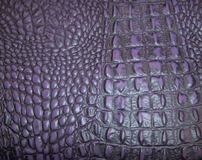 Alligator 8"x10" PURPLE Crocodile Embossed Cowhide Leather 3-3.5oz/1.2-1.4 mm PeggySueAlso E2860-07 hides available