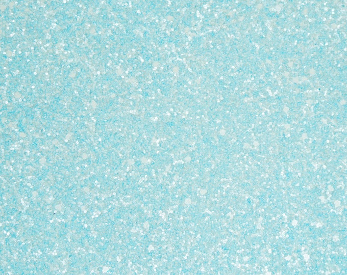 Chunky Glitter 5"x11" POWDER Blue Metallic Fabric applied to THICK Leather 6.5 oz/2.6mm PeggySueAlso® E4355-57