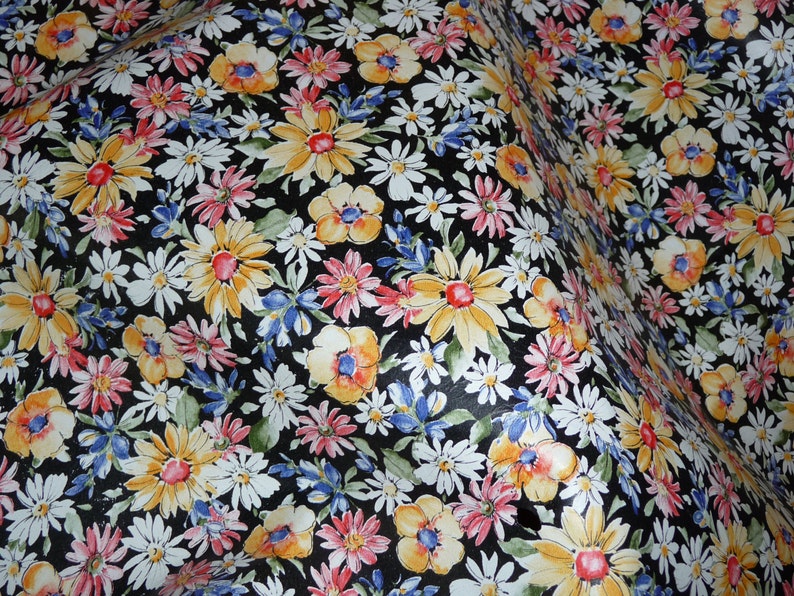 Leather 5x11 Black Flower Garden COWHIDE multicolored Floral pattern Cowhide 2-2.5 oz 0.8-1 mm #350 PeggySueAlso\u2122 E2176-01A limited