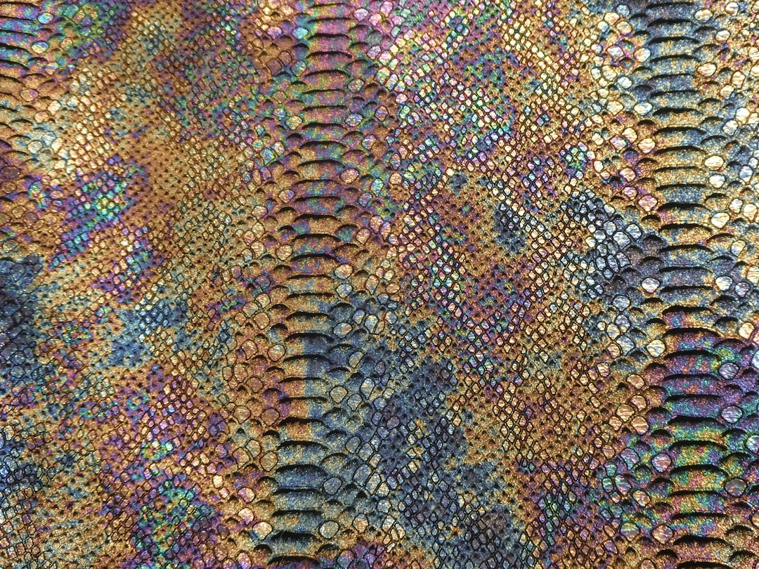 Mystic Python 12"x12" ANTIQUE Metallic on BLACK Suede Cowhide Leather 3 ...