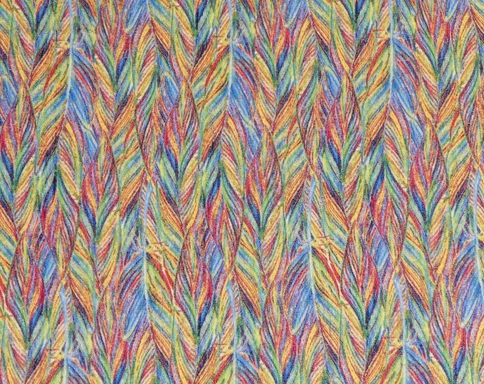 Cork 3-4-5 or 6 sq ft RAINBOW BIRD FEATHERS CoRK applied to real leather Thick 5.5oz/2.2mm PeggySueAlso E5610-294