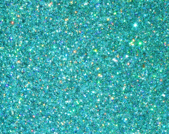 CHUNKY GLITTER  8"x10" TURQUOISE Metallic  applied to Leather 4 firmness 6.5oz/2.6mm PeggySueAlso® E4355-10