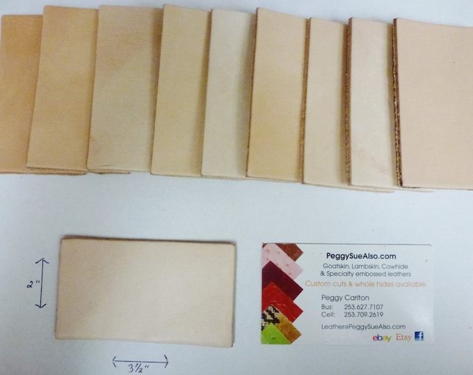 Leather 10 pieces of 2"x3.5" Credit card size THICK Firm Natural Vegetable Tanned tooling embossing Cowhide PeggySueAlso E4000 laser safe