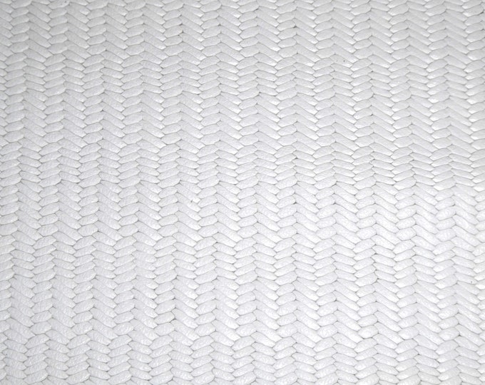 Braided Fishtail 5"x11" WHITE Grain USA Cowhide Leather (see description) 3-3.5 oz / 1.2-1.4 mm PeggySueAlso® E3160-15 Hides available