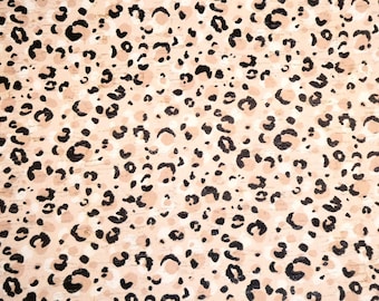 Cork 3-4-5 or 6 sq ft MODERN LEOPARD Dusty Pink, black, white CoRK applied to leather Thick 5.5oz/2.2mm PeggySueAlso E5610-567