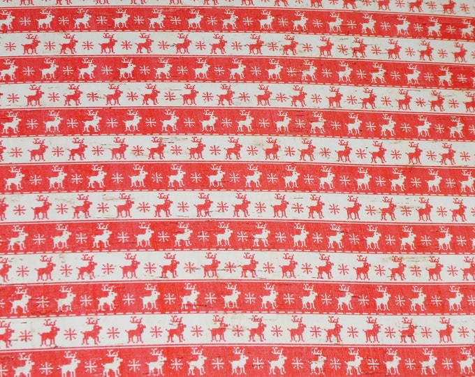 Cork various sizes Reindeer On RED and White Stripes on CORK on Leather for body/strength 5oz/2mm #155 PeggySueAlso™ E5610-91 CLOSEOUT