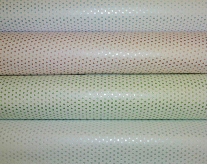 Leather 8"x10" SMALL PASTEL Polka Dots on WHITE Cowhide 3-3.5 oz / 1.2-1.4 mm PeggySueAlso E3455