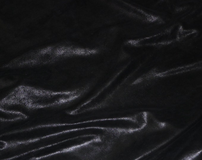 Vintage Crackle 8"x10" BLACK Metallic on BLACK Suede Cowhide 3.5-4 oz / 1.4-1.6 mm PeggySueAlso® E2844-16