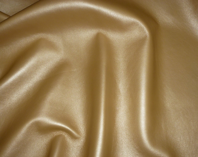 LAMBSKIN 8"x10" GOLDEN Shimmer Italian Lightly Pearlized Satiny Leather  2.5-2.75 oz/1-1.1 mm PeggySueAlso® E5100-02