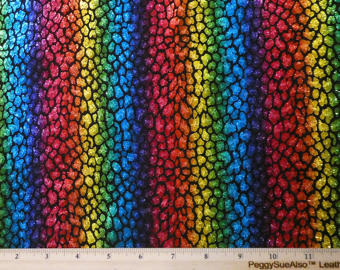 Stripe Leopard 3-4-5 or 6 sq ft RAINBOW Metallic on Black Suede Cowhide Leather 2.75-3 oz / 1.1-1.2 mm PeggySueAlso™ E2550-55 Pride