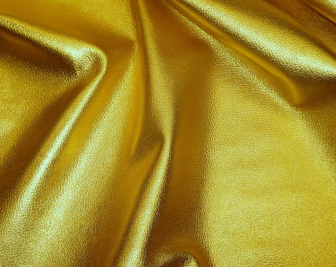 Pebbled Metallic 8"x10" SUNSHINE Golden YELLOW METALLIC Soft, shows the grain Cowhide 2.75-3oz/1.1-1.2 mm PeggySueAlso® E4100-44 Gold