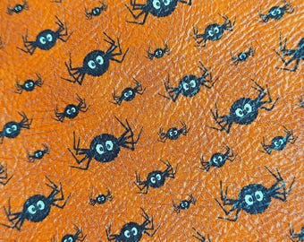LIMITED 12x12 Spiders on Orange on Gray Suede 2.75-3 oz/1.1-1.2 mm PeggySueAlso® E4601-30