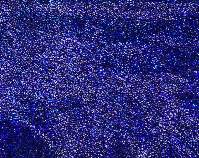 Crackled Ice 5"x11" ROYAL BLUE Halo Metallic on Black SuEDE cowhide 3-3.5 oz/1.2-1.4 mm PeggySueAlso E1408-07