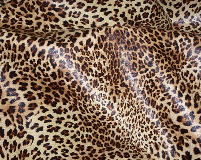 Leather 2 pieces 4"x6" Banana Leopard Print on BANANA YELLOW grain Cowhide 2.5-3 oz/1-1.2 mm PeggySueAlso® E2550-01 E2550-08