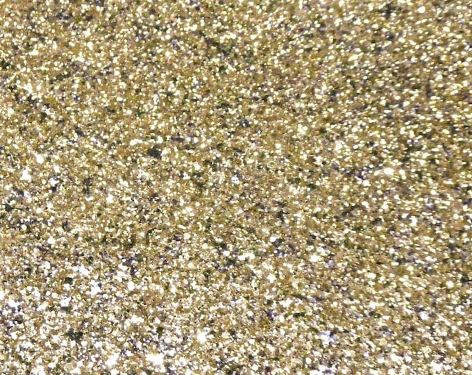 Chunky Glitter 8"x10" GREEN flecks on GOLD applied to Leather for firmness  THICK 6 oz/2.4 mm PeggySueAlso® E4355-68