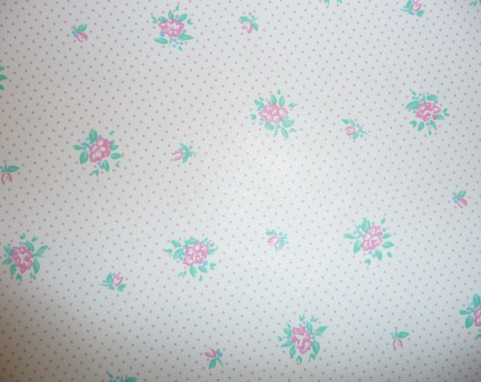 Leather 12"x12" THIN Mini Pink Flowers On White LAMBSKIN 1.5 oz / 0.6 mm PeggySueAlso® E2176-06