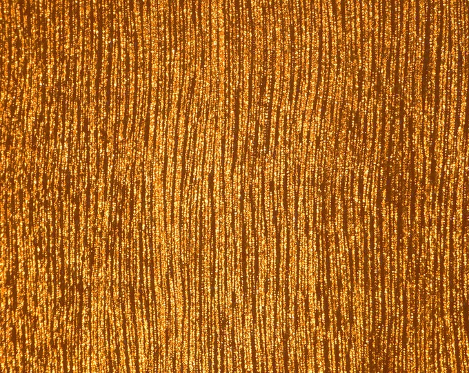 Rainy Day 8"x10" ORANGE Metallic Stripes w/hint of silver metallic in places on RUST SUEDE Cowhide 3 oz/1.2 mm #722 PeggySueAlso E1030-10