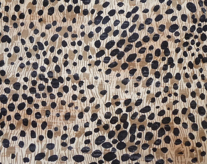 Cork 2 pieces 4"x6" AFRICAN CHEETAH w/ Tan & Black spots applied to WHITE CoRK Genuine Leather Thick 5oz/2mm PeggySueAlso® E5610-37