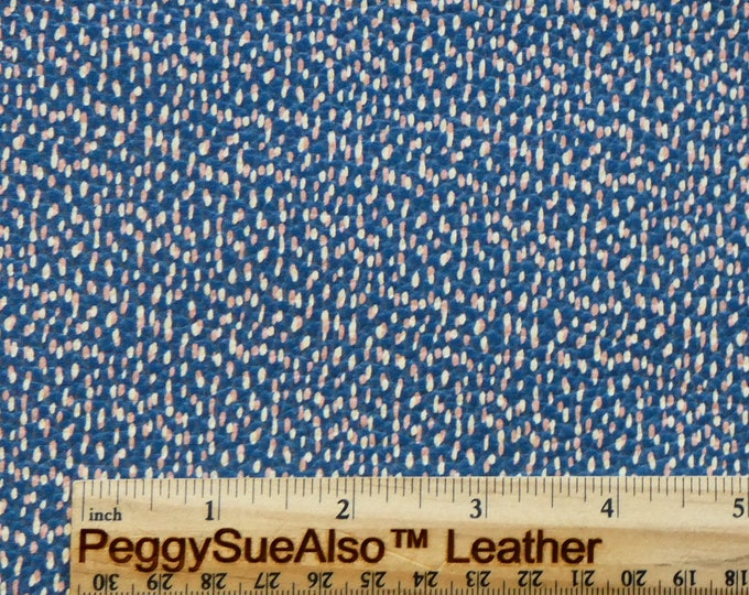 Leather 3-4-5 or 6 sq ft TINY Polka DOT SHOWER on Royal blue with dusty pink and white cowhide 4oz /1.6 mm PeggySueAlso™ E6810-01