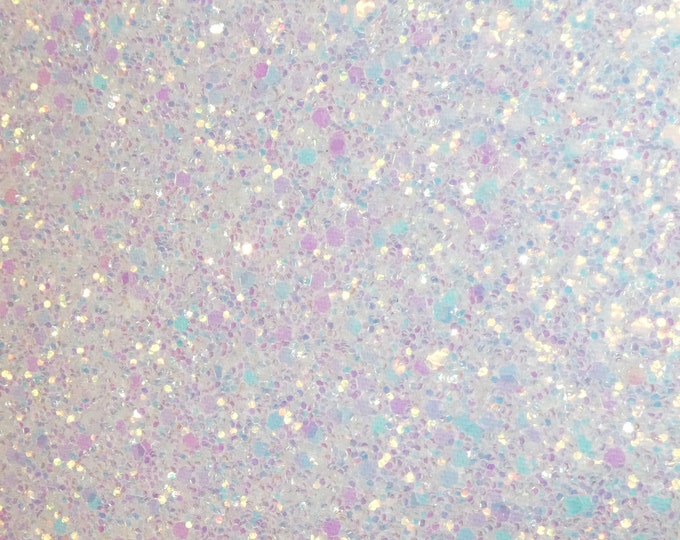 Chunky Glitter  3-4-5 or 6 sq ft PASTEL Metallic on WHITE Leather for firmness Thick 5-5.75 oz/2-2.3mm PeggySueAlso® E4355-12