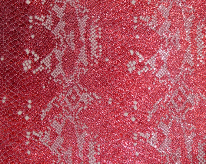 Leather 3-4-5 or 6 sq ft White FROST on METALLIC RED Snake Cowhide 3.5-3.75 oz / 1.4-1.5 mm PeggySueAlso E1550-06