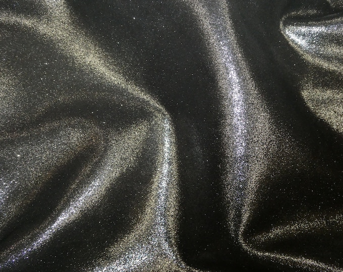 Dazzle 12"x12" Silver on BLACK MAGIC Suede Cowhide leather 2.5 oz / 1 mm PeggySueAlso™ E8300-07