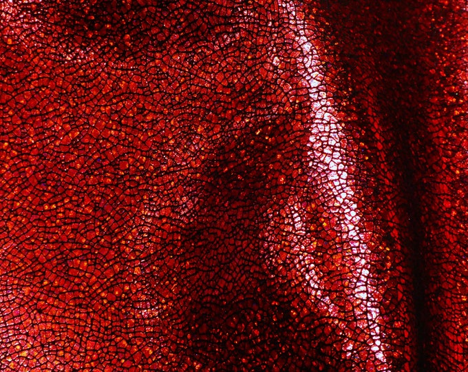 Crackled Ice 8"x10" RED Halo Metallic on Black SuEDE cowhide 3-3.5 oz/1.2-1.4 mm PeggySueAlso® E1408-04