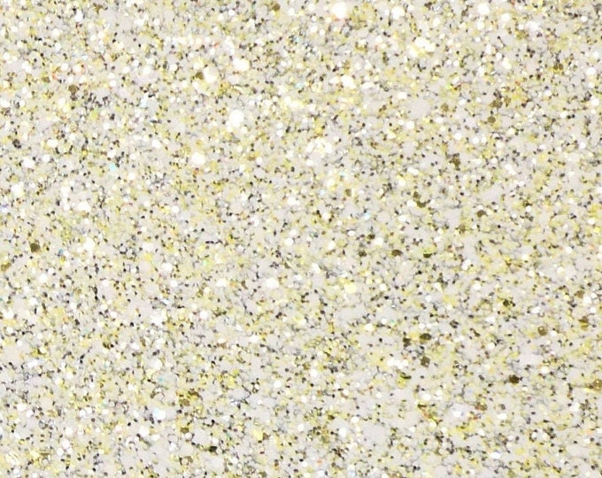Chunky Glitter 8"x10" GOLD and WHITE Metallic Glitter Fabric applied to Leather  5.5-6oz /2.2-2.4 mm PeggySueAlso® E4355-52