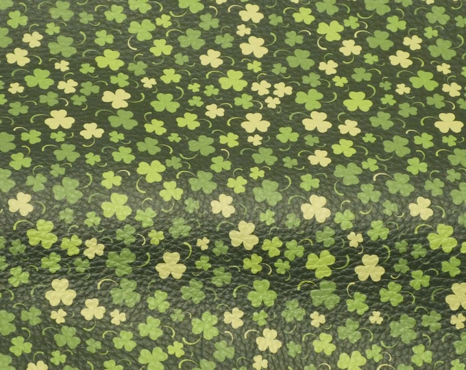 Leather 3-4-5 or 6 sq ft St. Patricks Irish Green CLOVER on Forest Green cowhide 3-3.25 oz / 1.2-1.3 mm PeggySueAlso® E4710-01