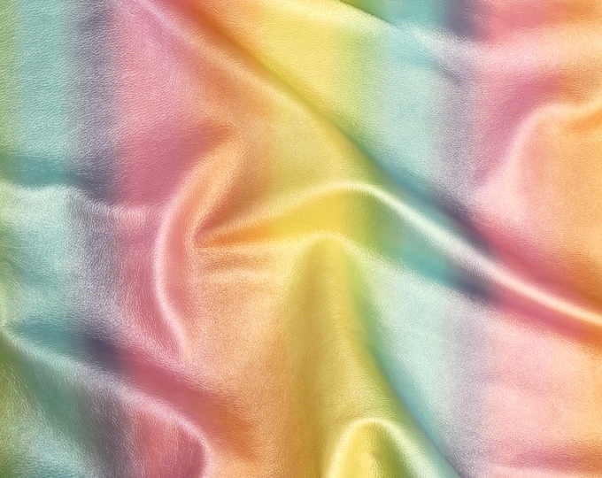 Pebbled Metallic 3-4-5 or 6 sq ft PASTEL RAINBOW Stripes SOFT cowhide 3-3.25oz/1.2-1.3mm PeggySueAlso E4100-26 pride