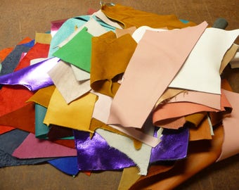 Leather All SOLID Colors Craft Sizes Scrap Cowhide packed in a U.S.P.S. Priority A Flat Rate Box PeggySueAlso™