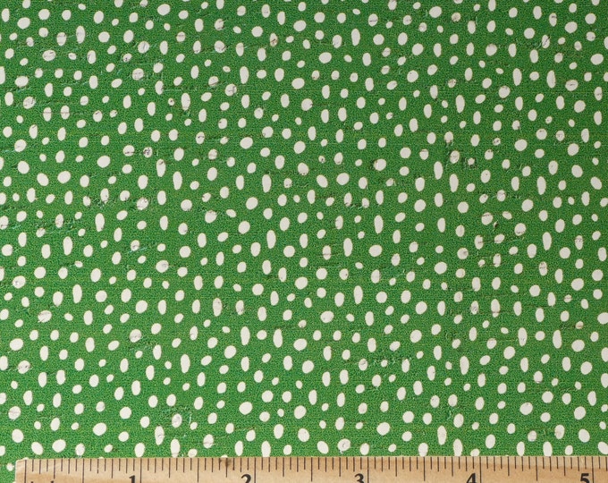 CoRK 12"x12" WHITE DooDLE DoTS on CHRISTMAS GREEN Cork with Leather backing Thick 5.5oz/2.2mm PeggySueAlso E5610-361