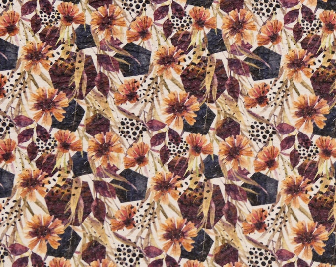 Leather 12"x12" AUTUMN Floral Arrangement all Fall colors Cowhide 2.75-3 oz/1.1-1.2 mm PeggySueAlso™ E4600-13