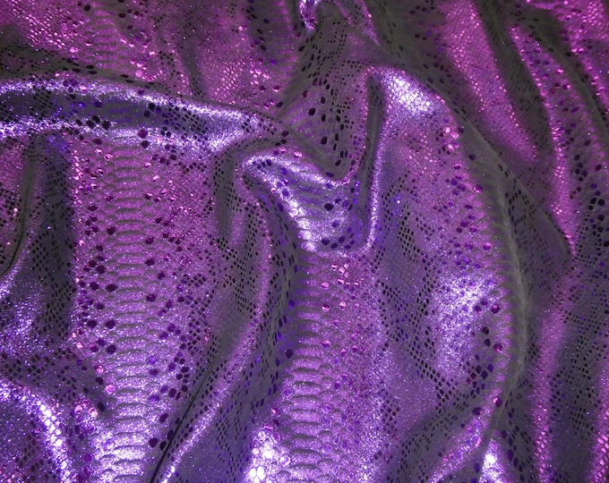 Mystic Python 12"x12" PURPLE Grape Metallic on BLACK Suede Cowhide Leather 3.5 oz/1.4 mm PeggySueAlso® E2868-71