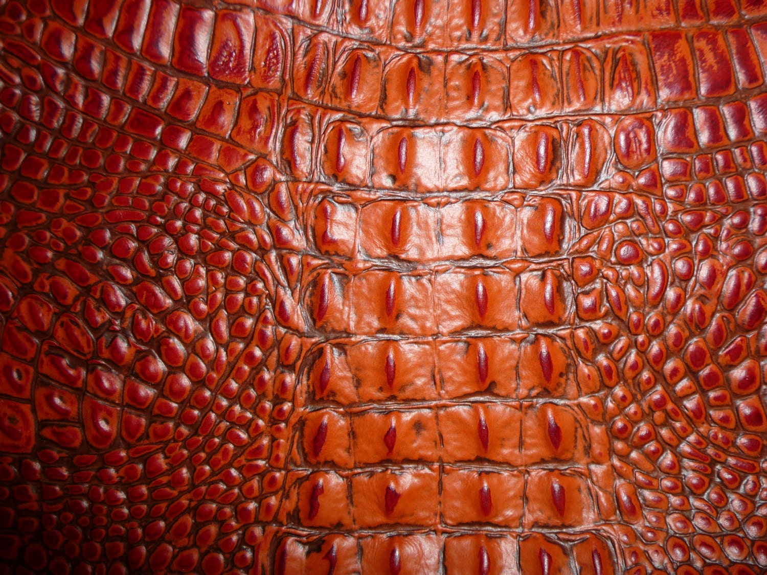 ALLIGATOR 8x10 BURNT ORANGE Gator Embossed Cowhide Leather 2.753 oz/ 1