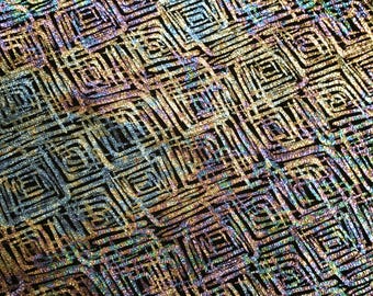 Retro Squares 12"x12" SPECTRUM Multi color METALLIC on Black Suede Cowhide Leather 2.5 oz/1 mm PeggySueAlso® E4800-06 Rainbow