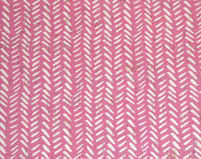 CORK 2 pieces 4"x6" Broken Chevron PINK and WHITE Cork on Leather for body/strength Thick 5.5oz/2.2mm PeggySueAlso® E5610-240
