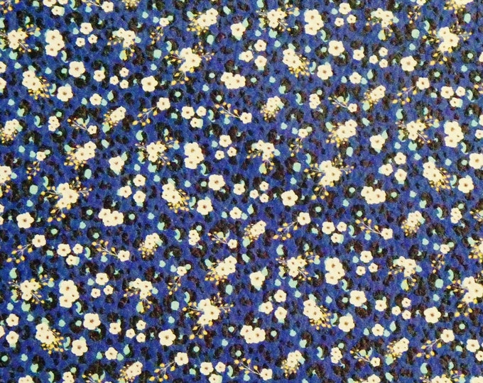 Leather 3-4-5 or 6 sq ft Tiny PINK FLOWERS over NAVY Blue Cowhide 3-3.5 oz/1.2-1.4 mm PeggySueAlso® E2550-70