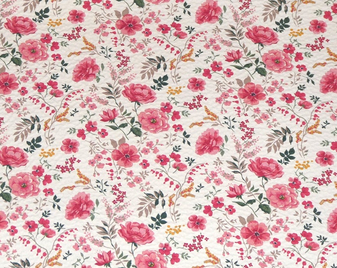 Leather 3-4-5 or 6 sq ft Field of Pink Mini AZALEAS on WHITE Floral Cowhide 2.75-3 oz/1.1-1.2 mm PeggySueAlso E1193-01