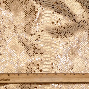 Mystic Python 3-4-5 or 6 sq ft ROSE GOLD Metallic on BEIGE Suede Cowhide Leather  2.5oz /1 mm PeggySueAlso® E2868-09 hides available