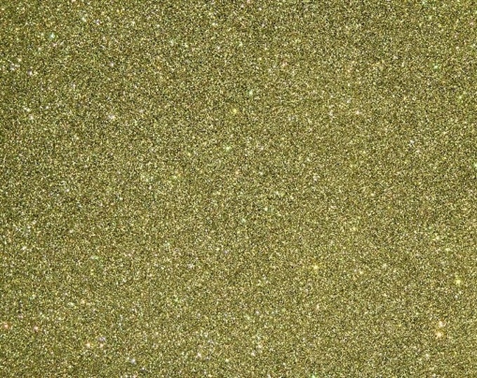 Fine GLITTER 12"x12" OLIVE GREEN applied to beige Leather THiCK 5.25 oz/ 2.1 mm PeggySueAlso® E4355-40